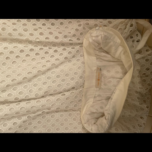 Tory Burch High Waisted White Hermosa Midi Eyelet Skirt - Picture 5 of 7